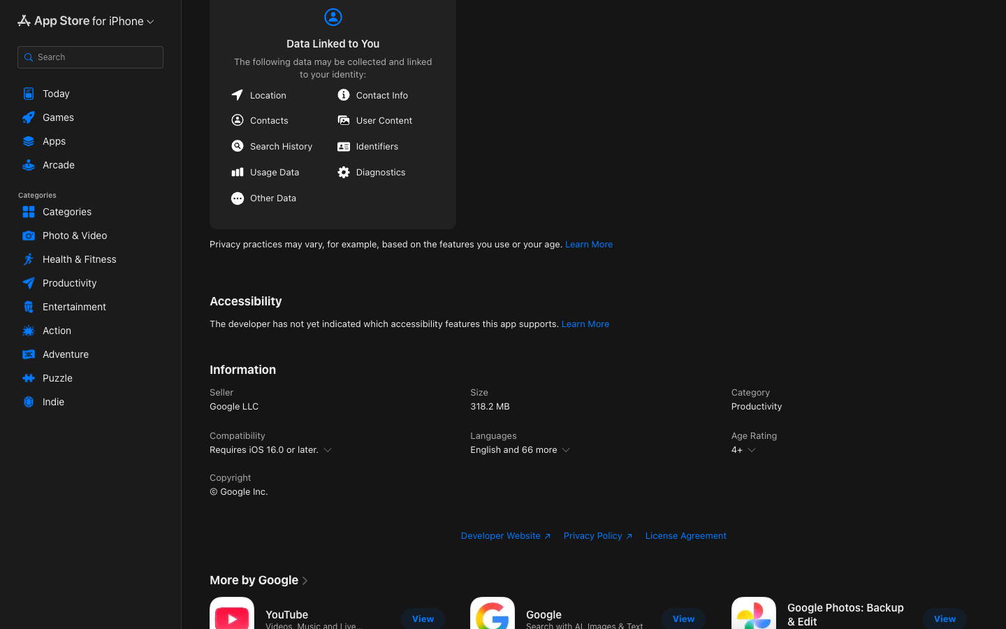 Google Docs lower page
