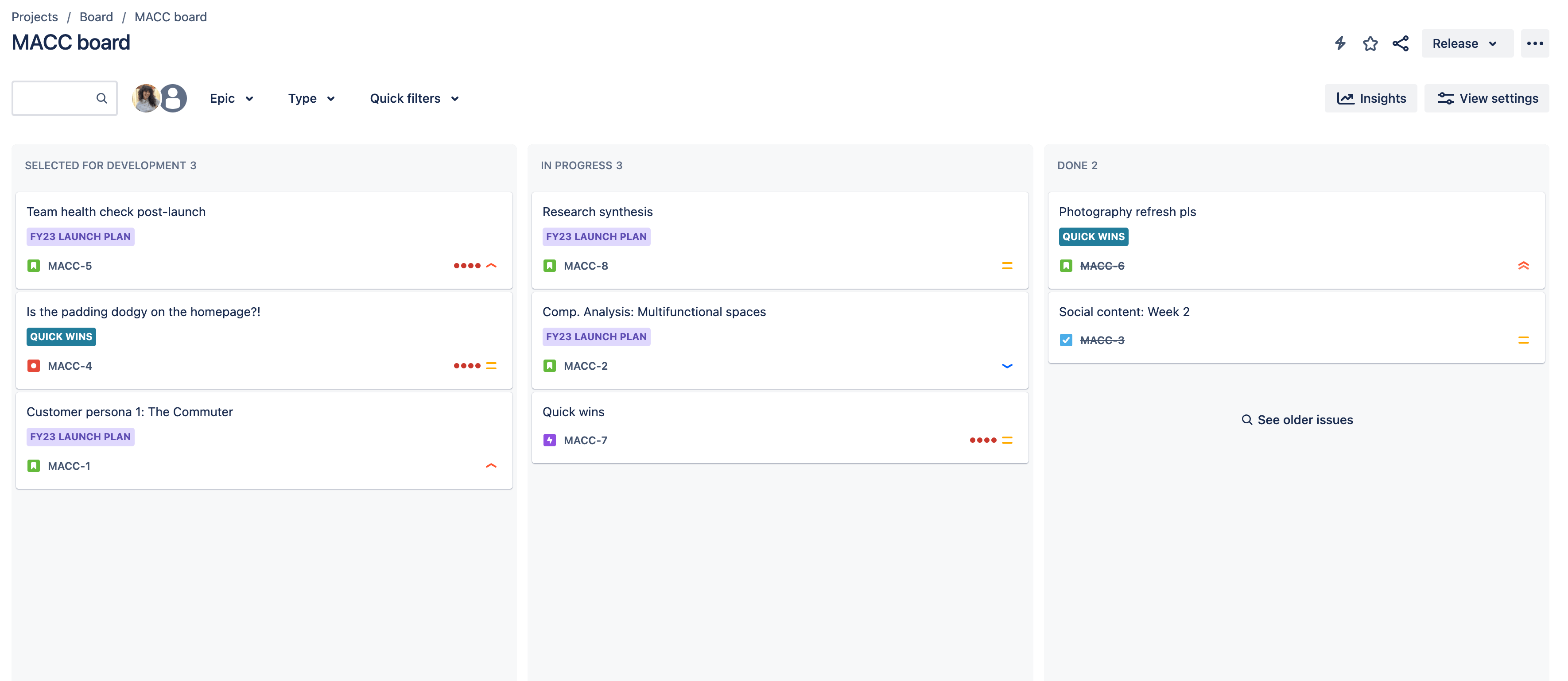 Jira above the fold