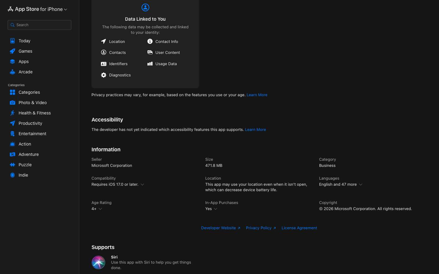 Microsoft Teams lower page