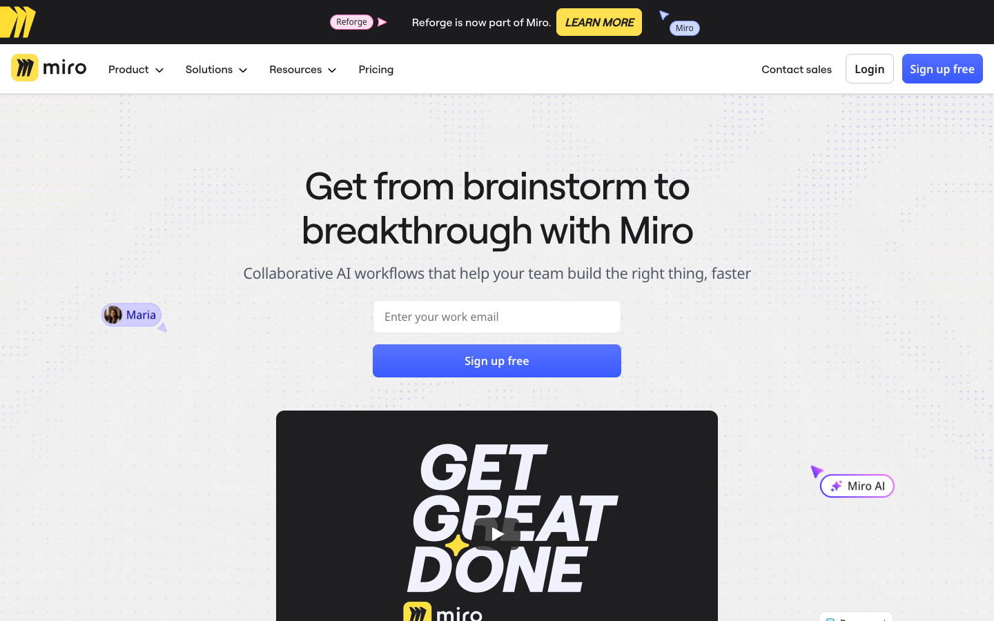 Miro above the fold