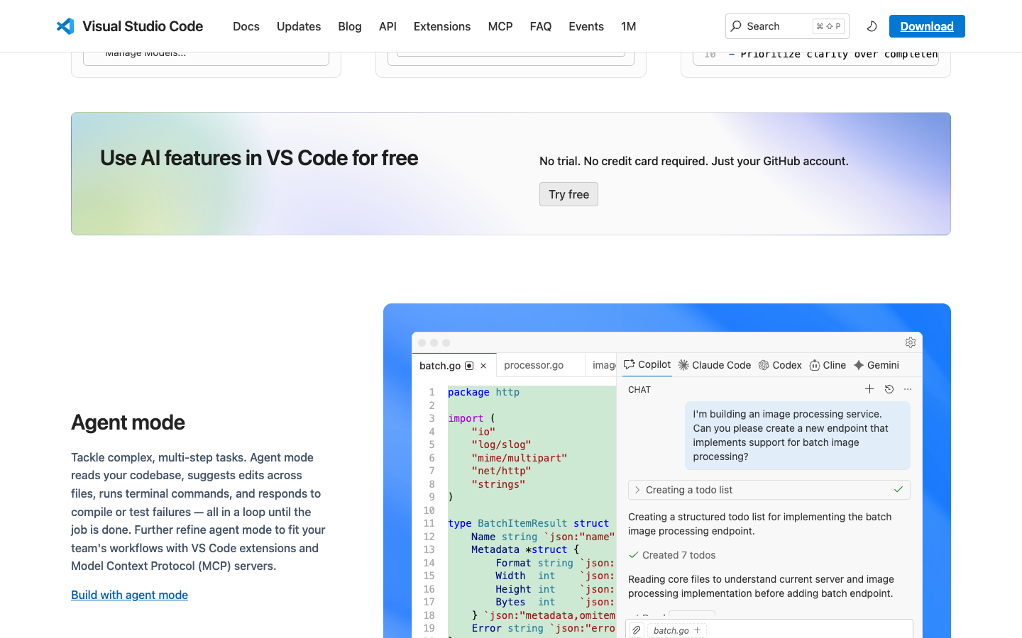 VS Code lower page