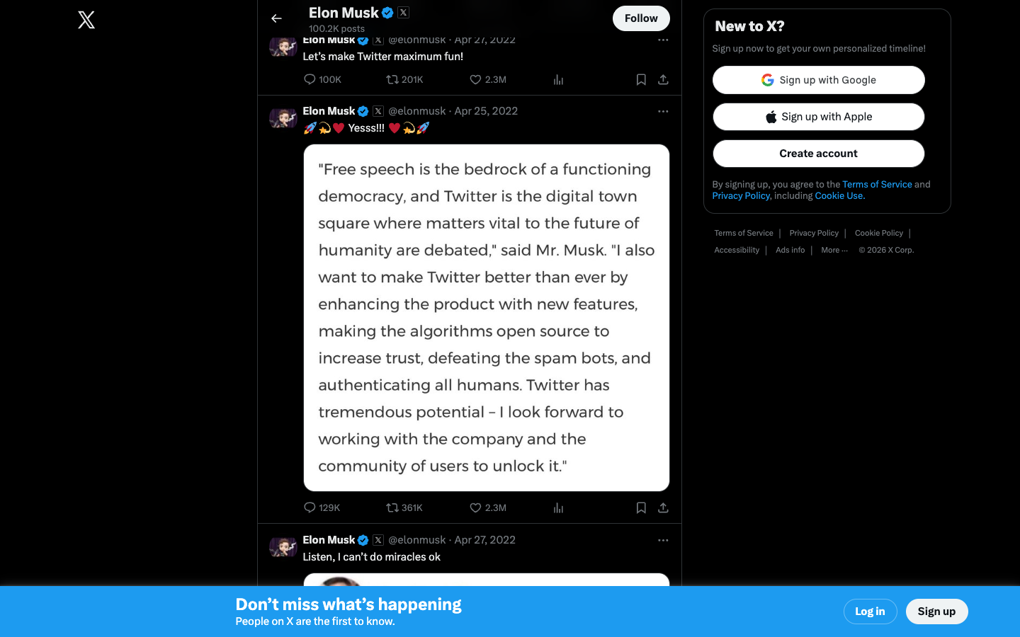 Twitter / X lower page